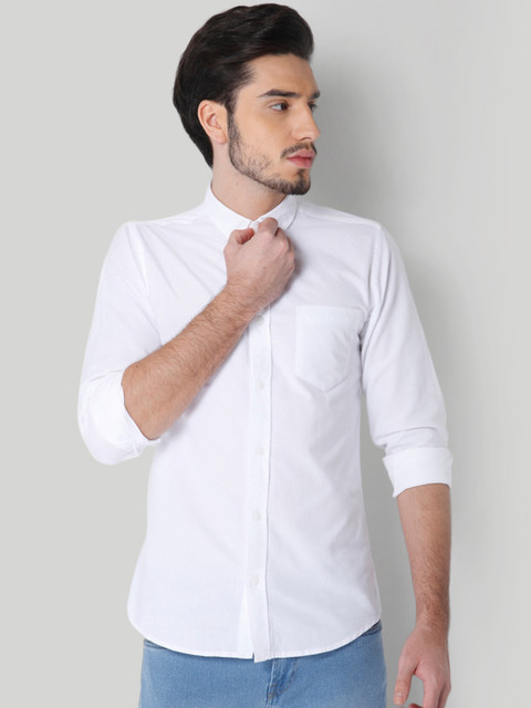 

ONLY & SONS Men White Slim Fit Solid Casual Shirt