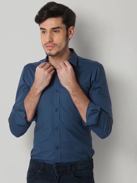 

ONLY & SONS Men Blue Slim Fit Solid Casual Shirt