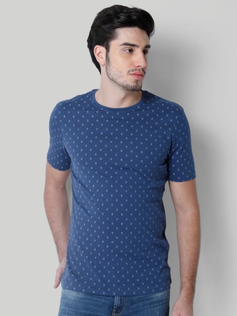 

ONLY & SONS Men Blue Printed Round Neck T-shirt