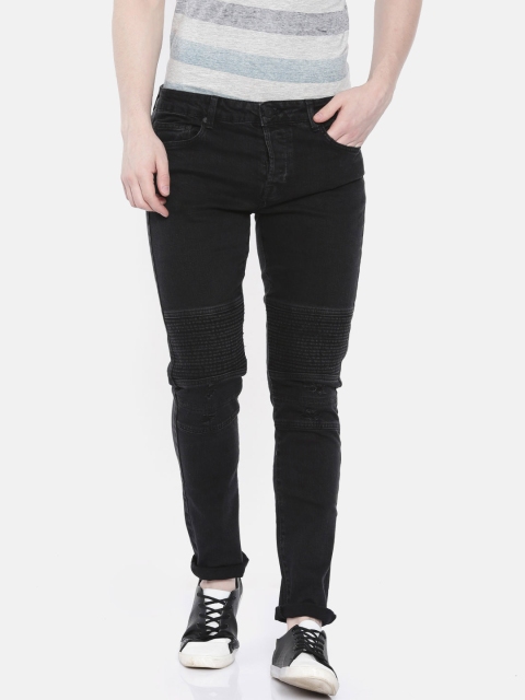 

ONLY & SONS Men Black Slim Fit Mid-Rise Low Distress Stretchable Jeans