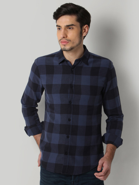 

ONLY & SONS Men Blue Slim Fit Checked Casual Shirt
