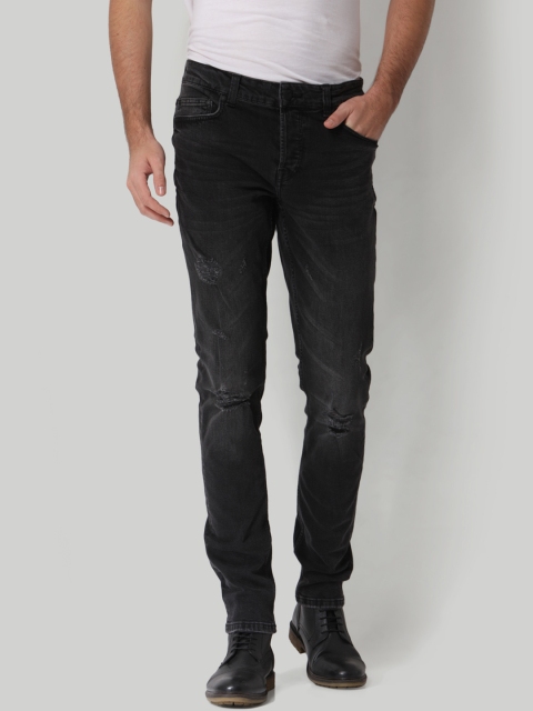 

ONLY & SONS Men Black Slim Fit Mid-Rise Mildly Distressed Stretchable Jeans