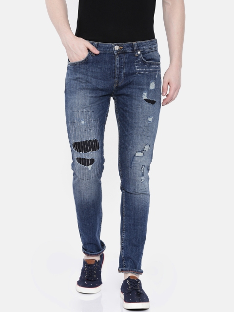 

ONLY & SONS Men Blue Slim Tapered Fit Mid-Rise Mildly Distressed Stretchable Jeans