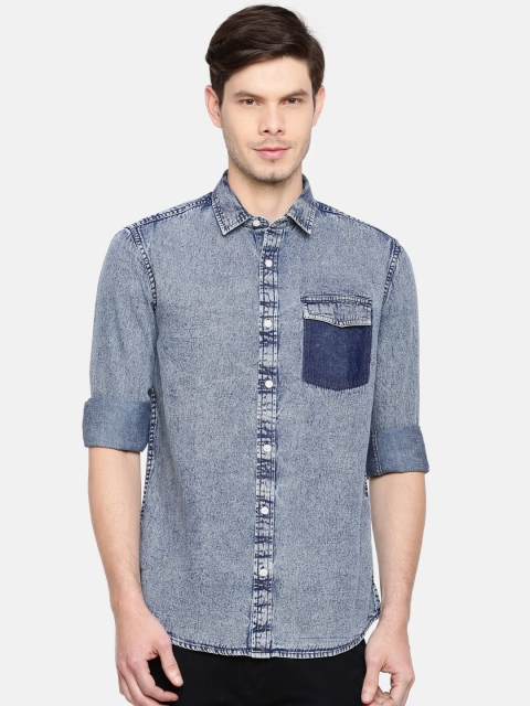 

ONLY & SONS Men Blue Faded Denim Shirt