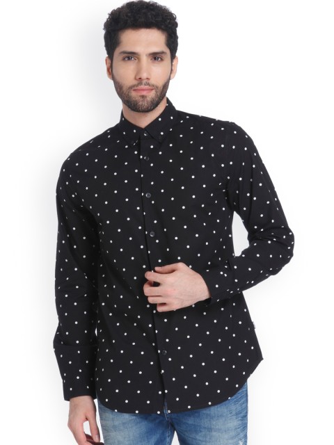 

ONLY & SONS Men Black Slim Fit Printed Casual Shirt
