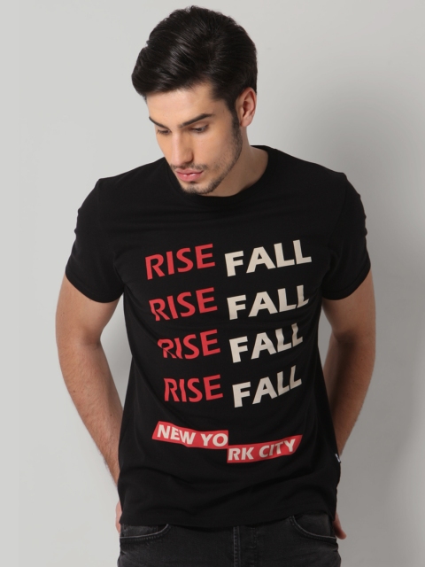 

ONLY & SONS Men Black Printed Round Neck T-shirt