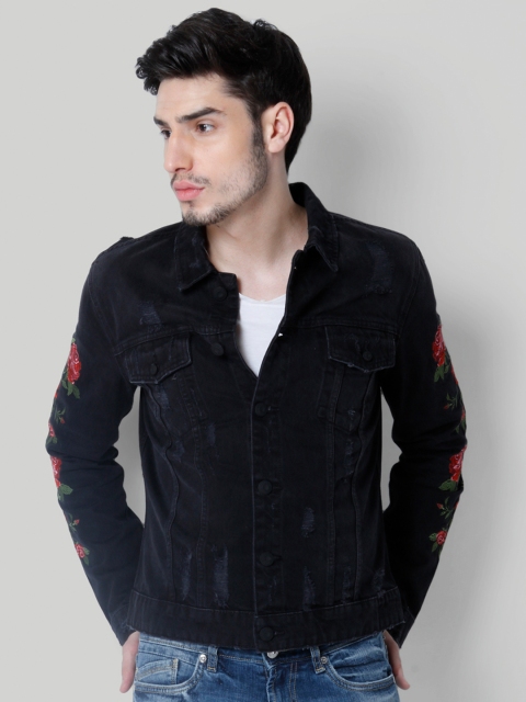 

ONLY & SONS Men Black Solid Denim Jacket
