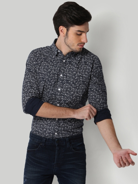 

ONLY & SONS Men Navy Blue Regular Fit Printed Casual Shirt