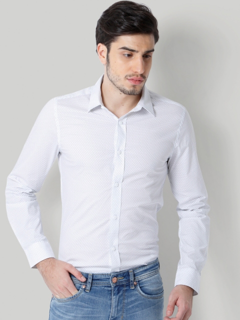 

ONLY & SONS Men White Slim Fit Printed Casual Shirt