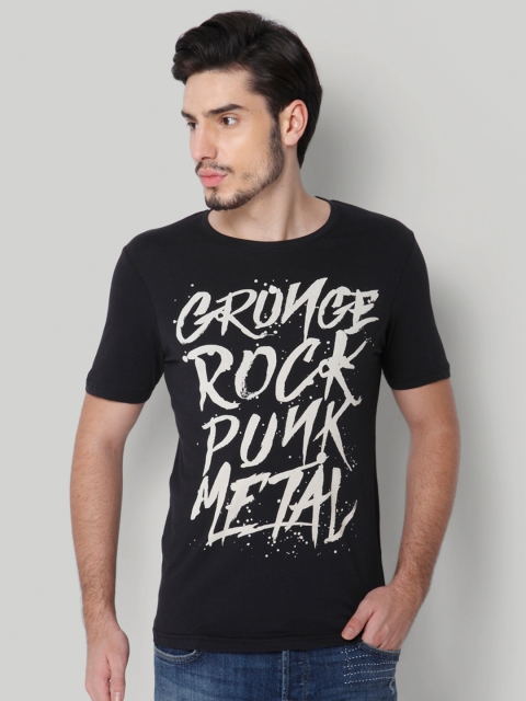 

ONLY & SONS Men Black Printed Round Neck T-shirt