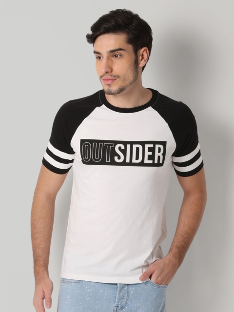 

ONLY & SONS Men White Printed Round Neck T-shirt