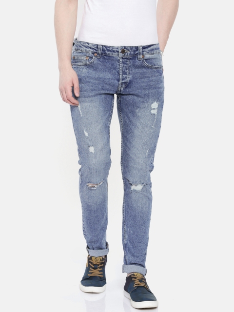 

ONLY & SONS Men Blue Slim Fit Mid-Rise Mildly Distressed Stretchable Jeans