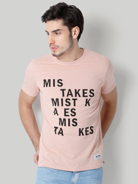 

ONLY & SONS Men Pink Printed Round Neck T-shirt