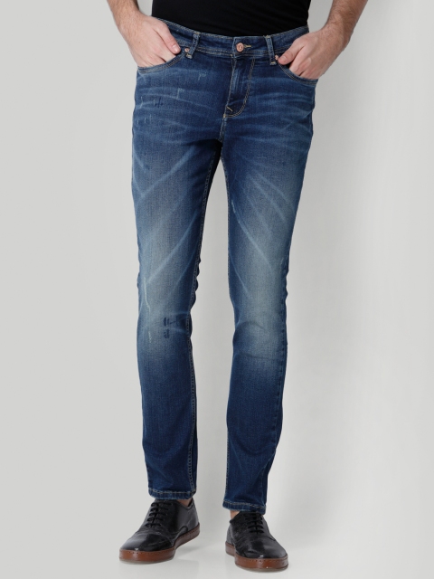 

ONLY & SONS Men Blue Regular Fit Mid-Rise Low Distress Stretchable Jeans