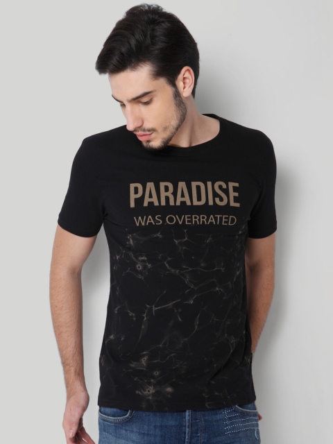 

ONLY & SONS Men Black Printed Round Neck T-shirt