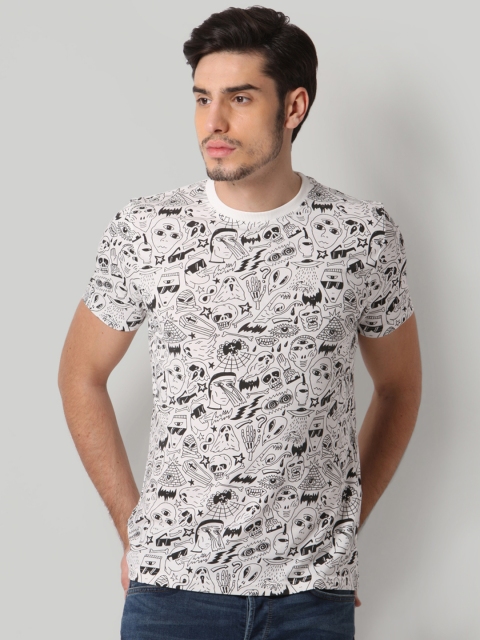 

ONLY & SONS Men White Printed Round Neck T-shirt