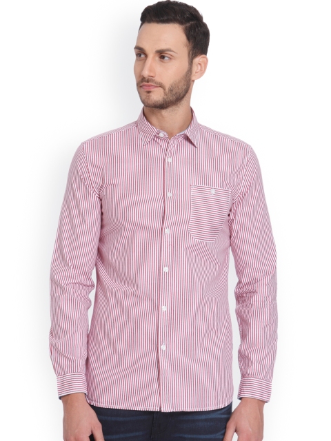 

ONLY & SONS Men Red & White Slim Fit Striped Casual Shirt