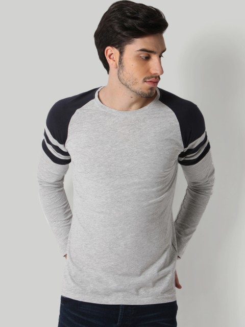 

ONLY & SONS Men Grey Solid Round Neck T-shirt