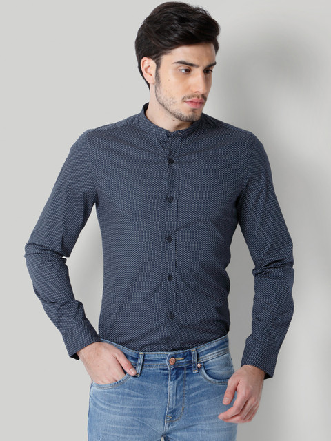

ONLY & SONS Men Blue Super Slim Fit Printed Casual Shirt