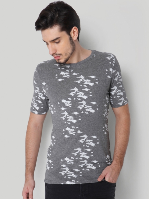 

ONLY & SONS Men Grey Printed Round Neck T-shirt