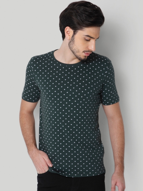 

ONLY SONS Men Green Printed Round Neck Pure Cotton T-shirt