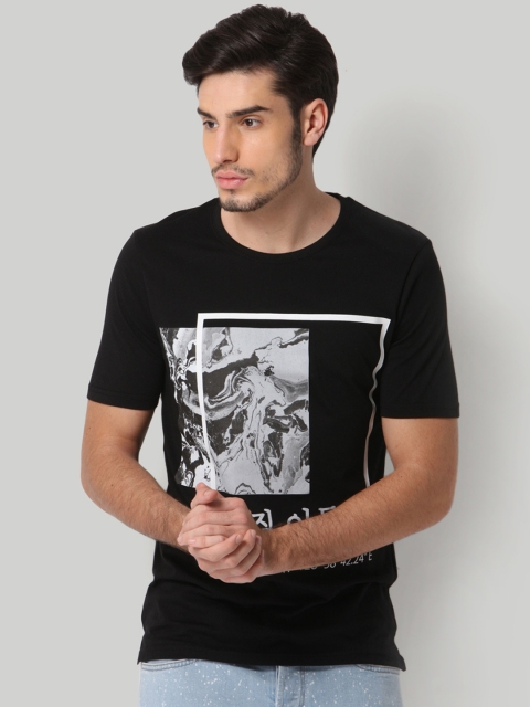 

ONLY & SONS Men Black Printed Round Neck T-shirt