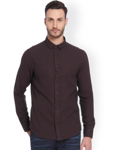 

ONLY & SONS Men Maroon Super Slim Fit Solid Casual Shirt