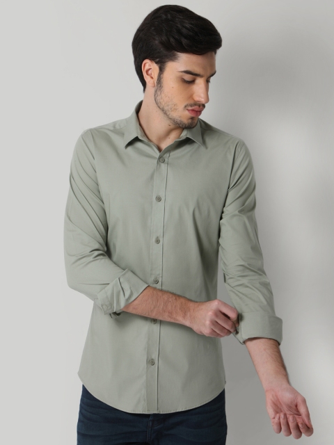 

ONLY & SONS Men Green Slim Fit Solid Casual Shirt