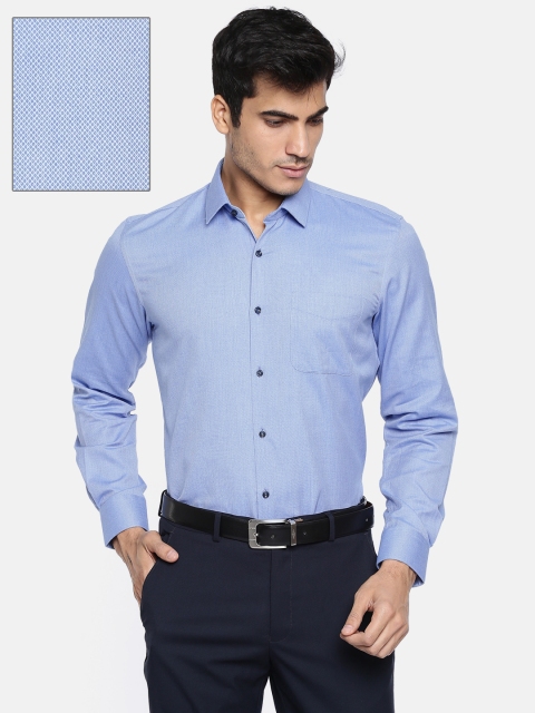 

Peter England Men Blue Slim Fit Self Design Formal Shirt
