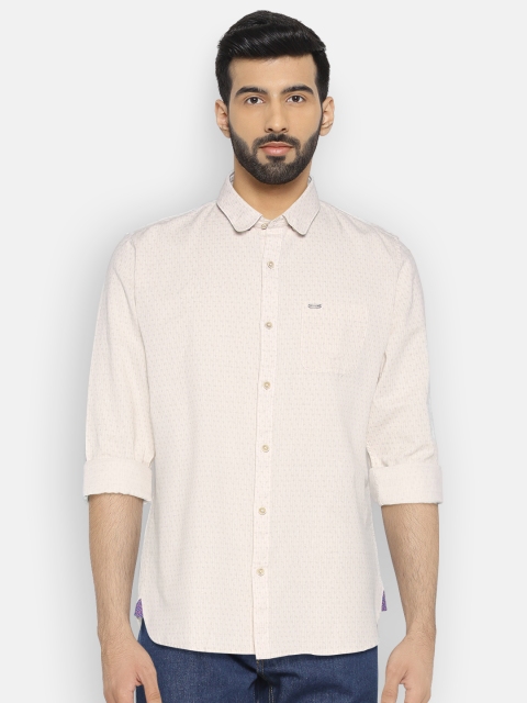 

Peter England Casuals Men Beige Slim Fit Printed Casual Shirt