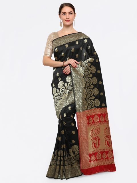 

Saree mall Black Silk Cotton Embellished Banarasi Saree