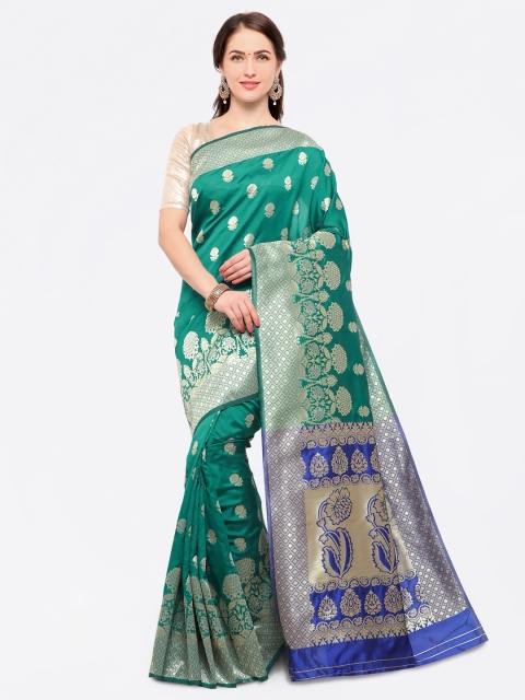 

Saree mall Green Silk Cotton Embellished Banarasi Saree