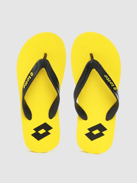 

Lotto Men Black & Yellow Solid Thong Flip-Flops