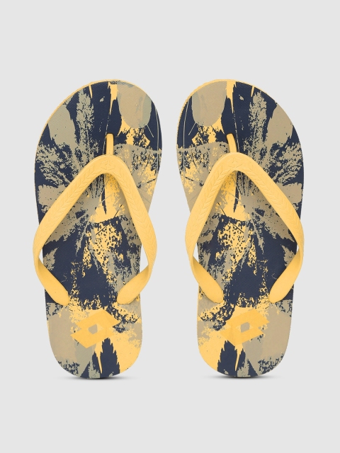 

Lotto Men Yellow & Navy Blue Printed Thong Flip-Flops