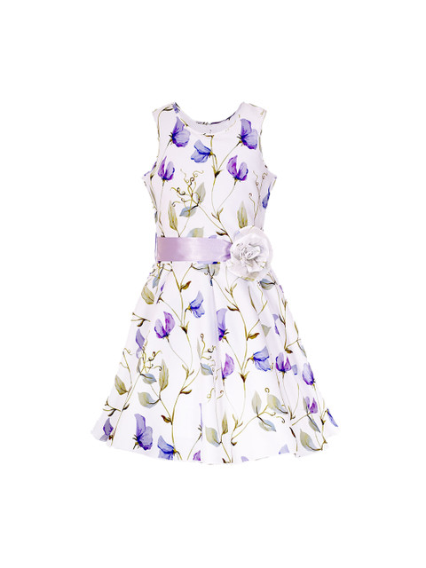 

naughty ninos Girls White Printed Fit and Flare Dress
