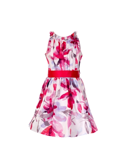 

naughty ninos Girls White Printed Fit and Flare Dress