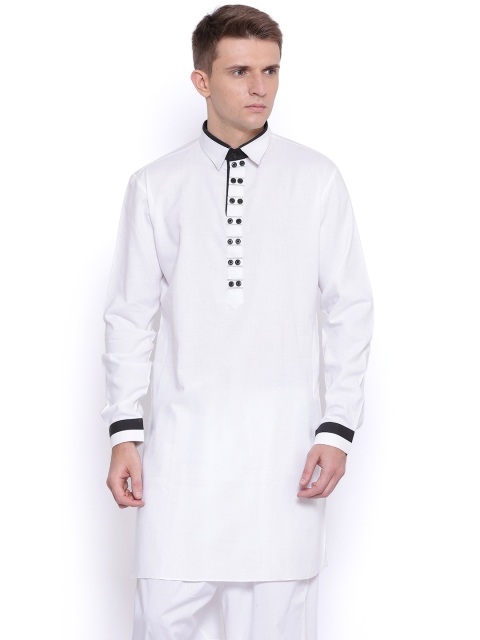 

See Designs Men White Solid Straight Kurta