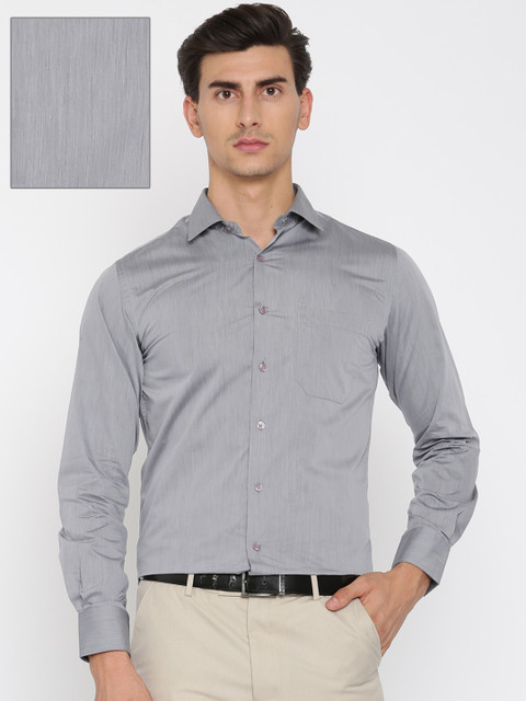 

Peter England Men Grey Slim Fit Solid Formal Shirt
