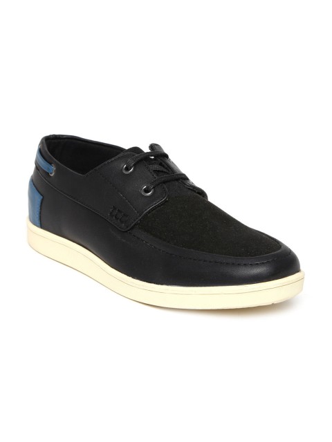 

Franco Leone Road Wire Men Black Leather Boat Shoes