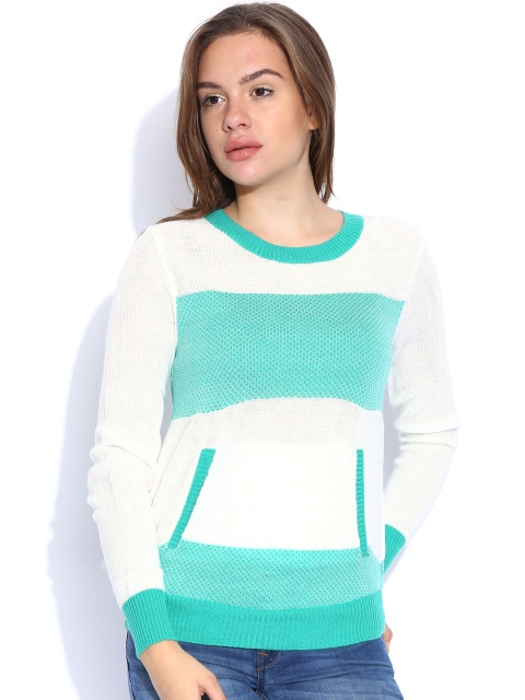 

Flying Machine Green & Off-White Sweater
