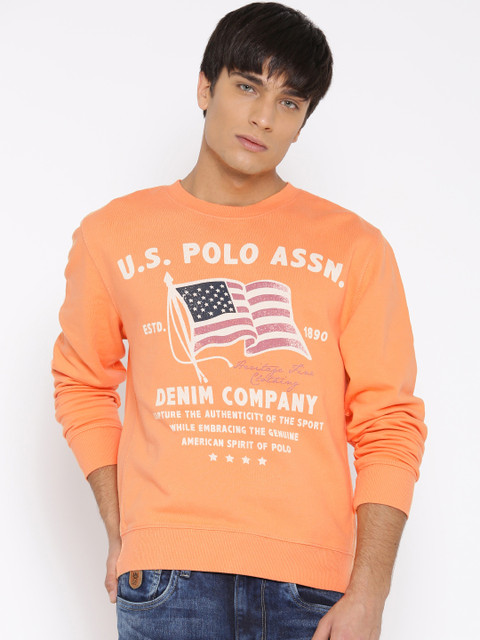 

U.S. Polo Assn. Denim Co. Men Orange Printed Sweatshirt