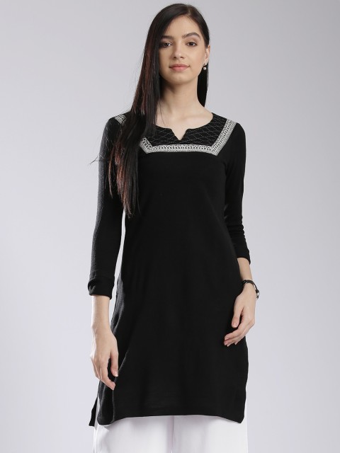 

W Women Black Winter Kurta