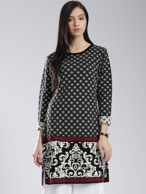 

W Women Black & White Winter Kurta