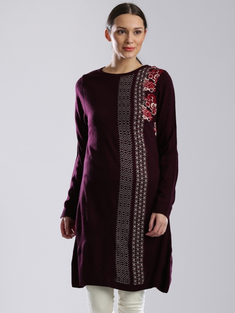 

W Women Burgundy Winter Kurta