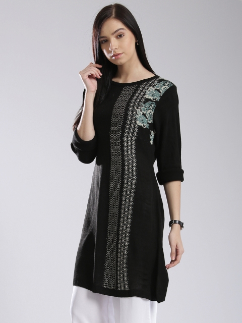 

W Women Black Winter Kurta