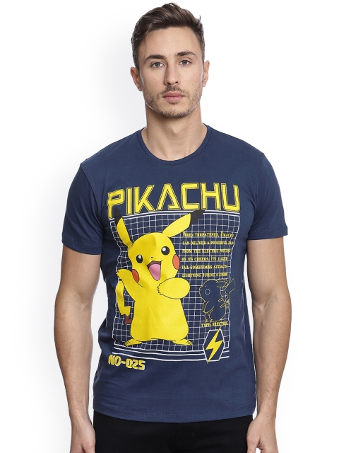 

Free Authority Men Blue Pokemon Printed T-shirt