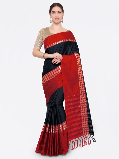 

Saree mall Black & Red Cotton Blend Printed Banarasi Saree