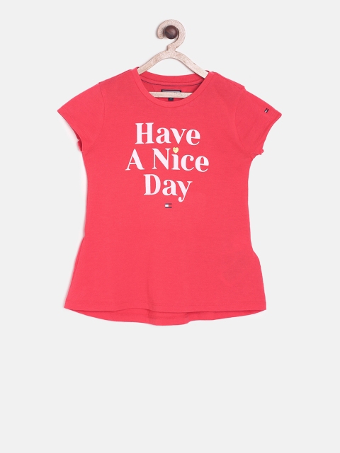 

Tommy Hilfiger Girls Pink Printed Round Neck T-shirt