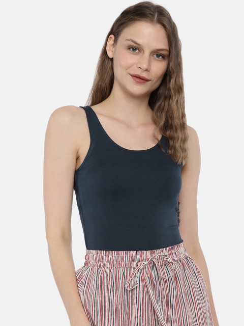 

People Women Navy Solid Tank Top, Navy blue