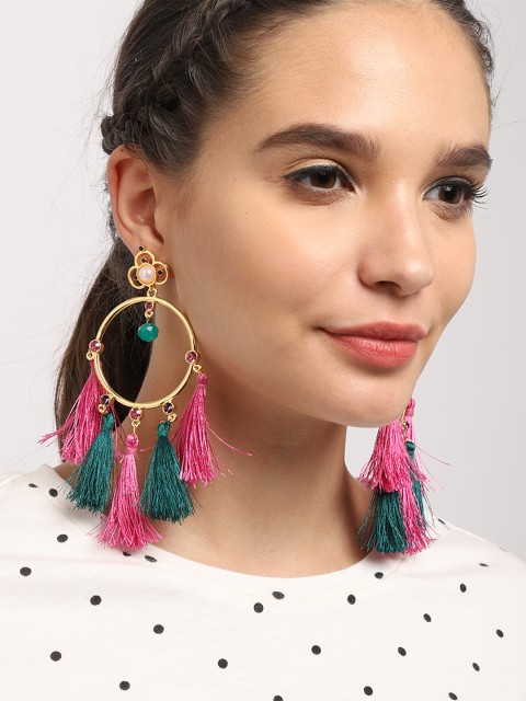 

Estelle Gold-Toned Circular Tasselled Drop Earrings
